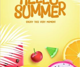 Tropical fruit background summer card vector
