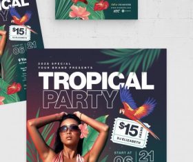 Tropical party flyer vector