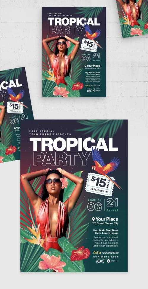 Tropical party flyer vector