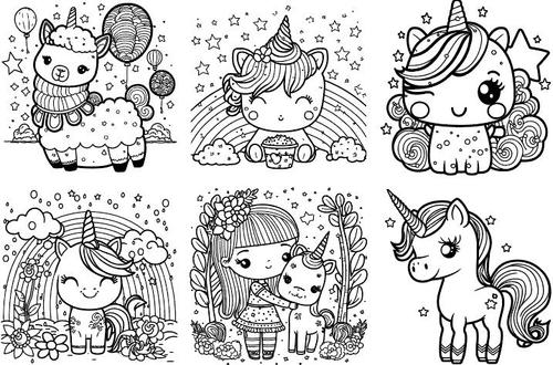 Unicorn sketches vector