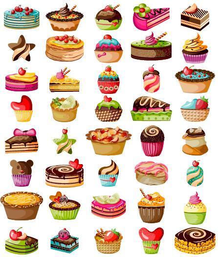 Various delicious cake vectors
