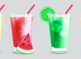 Various flavors of summer drinks vector