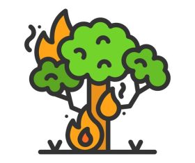 Wildfire natural disaster icons vector