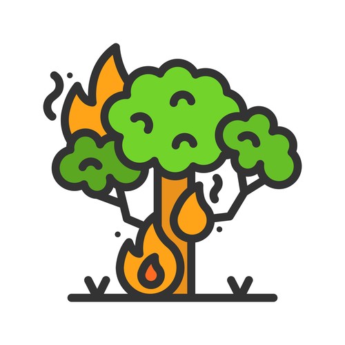 Wildfire natural disaster icons vector
