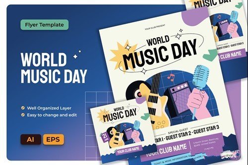World music day flyer vector
