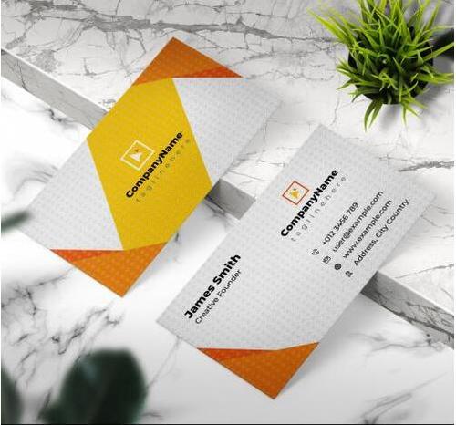 Yellow color business card vector