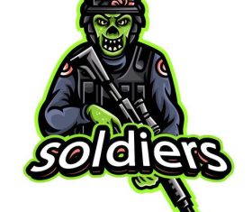 Zombie soldier logo vector