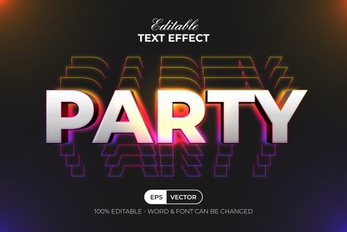 3d party editable text effect vector
