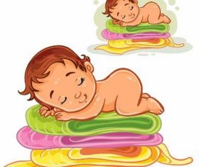 Baby vector sleeping on bath towel