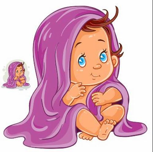 Baby vector wrapped in a bath towel
