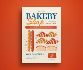 Beige flat design bakery shop flyer vector
