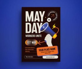 Black 3D international workers day flyer vector