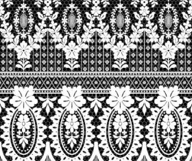 Black background white style decorative pattern vector