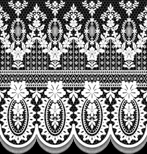Black background white style decorative pattern vector