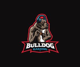 Bulldog gamer icon vector