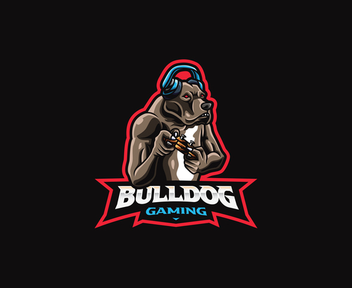 Bulldog gamer icon vector