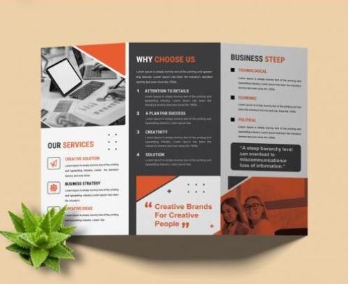 Business agency trifold brochure vector