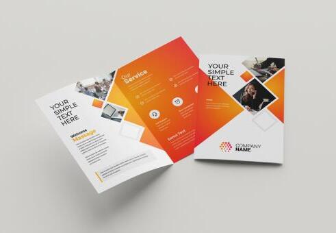 Business bifold brochure with geometric vector