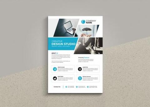 Business flyer layout with colorful editable vector