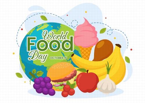 Cant waste food world food day promotion vector