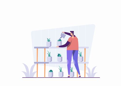 Caring for plants vector