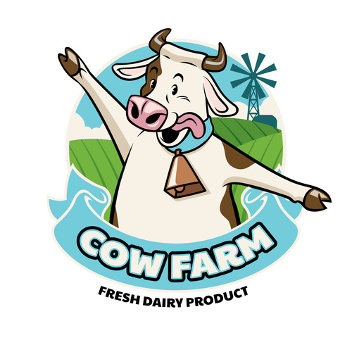 Cartoon cow farm vector