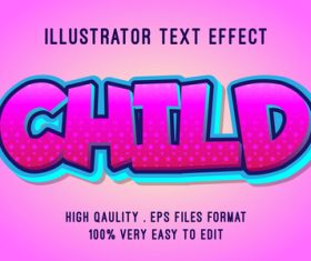 Child cartoon text effect vector