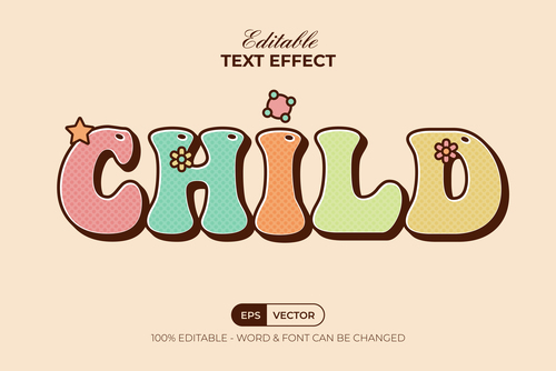 Child colorful text effect vector