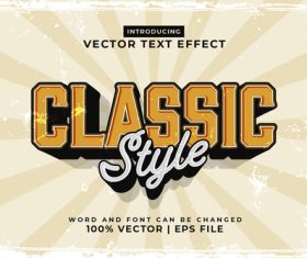 Classic style 3d text effect vector