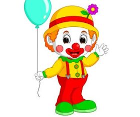Clown vector holding a balloon