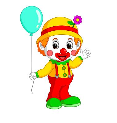 Clown vector holding a balloon
