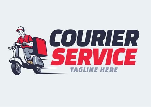 Courier service logo in vintage style vector
