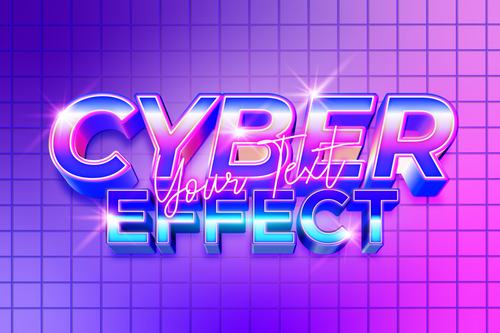 Cyber 3d text editable vector