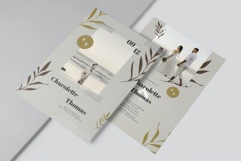 Dry leaf wedding invitation vector