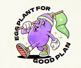Eggplant holding flag vector