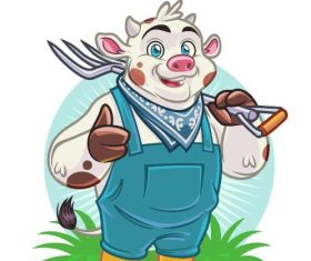 Farmer cow vector