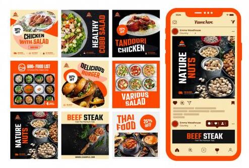 Food restaurant social media post web vector