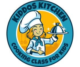 Girl chef cartoon icon vector