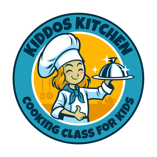Girl chef cartoon icon vector