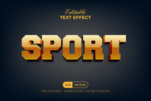 Gold sport 3d text effect vector