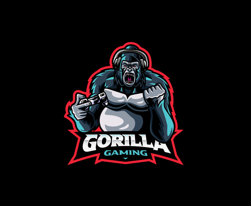 Gorilla gamer icon vector