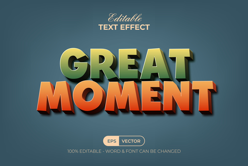 Great moment 3d text effect vector