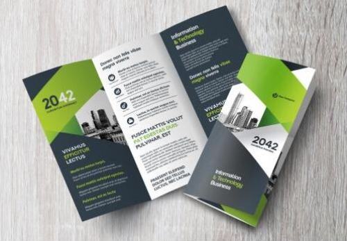 Green and black trifolds brochure vector