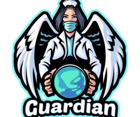 Guardian nurse medical cartoon icon vector