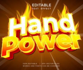 Hand power 3d text editable vector