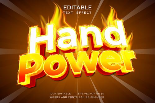 Hand power 3d text editable vector