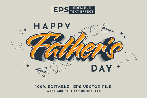Happy fathers day 3d text effect vector