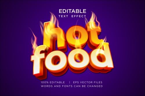 Hot food editable text effect vector
