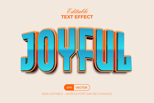Joyful text effect 3d style vector