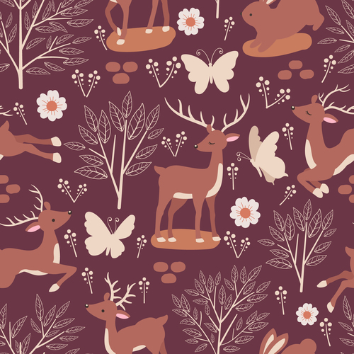 Jungle reindeer seamless pattern vector